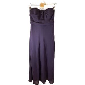 David’s Bridal strapless long dress. Size 14. Dark purple. 100% polyester.